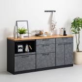 キッチンカウンター メラミン天板 引き出し キッチン収納 開き扉収納 レンジ台 コンセント付き 食器棚 日本製 幅1800×奥行490×高さ870mm