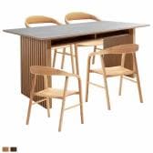 4人用 ダイニングテーブルセット 5点 セラミックテーブル 木製 ダイニングチェア 肘付き 板座 和モダン (幅1650mm 食卓テーブル×1 食卓椅子×4)
