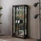 ハイタイプ コレクションケース ガラス LED 照明付き 背面ミラー 収納 棚 フィギュアケース ショーケース コレクションボード 幅700×奥行320×高さ1550mm ディスプレイ 収納ケース ケース 展示