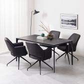 【設置無料】4人用 ダイニングテーブルセット 5点 ORV セラミックテーブル コンセント付き 回転 ダイニングチェア モダン ダイニングセット おしゃれ (幅1500mm 食卓テーブル×1 食卓椅子×4)