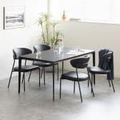 【設置無料】4人用 セラミック ダイニングテーブルセット 3点(幅1500mm 食卓テーブル×1 食卓椅子×4) ORV コンセント付き ダイニングチェア PUレザー 合皮