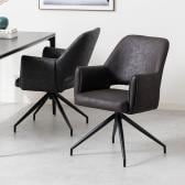 【2脚セット】回転 ダイニングチェア 肘付き ROVA レザーファブリック 回転椅子 シンプル モダン アームチェア デザインチェア リビングチェア 食卓椅子 おしゃれ ORV