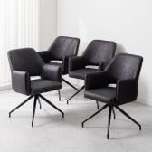 【4脚セット】回転 ダイニングチェア 肘付き ROVA レザーファブリック 回転椅子 シンプル モダン アームチェア デザインチェア リビングチェア 食卓椅子 おしゃれ ORV