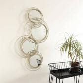 ウォールアートミラー 壁飾り 壁掛けミラー デザイン アイアン ミラー 円形 モダン シンプル 玄関 リビング シルバー おしゃれ 幅570×奥行65×高さ1010mm