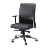 【日本製】プレジデントチェア ミドルバック オフィスチェア 会議用 革張り ランバーサポート シンクロロッキング機能 No.526L 幅661×奥行585×高さ955～1025mm