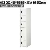 ジョイントスチール組立式ロッカー シリンダー錠 1連 6段 6人用 ホワイト 日本製 幅300×奥行515×高さ1650mm スチールロッカー 鍵付き オフィスロッカー スリムロッカー