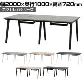 ミーティングテーブル EXELEGA 会議用テーブル 幅2000×奥行1000×高さ720mm 配線ホール 配線ボックス付き フリーアドレスデスク