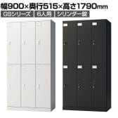 ロッカー スチールロッカー 6人用 3列2段 GSシリーズ  スリム 鍵付き シリンダー錠 個人ロッカー 更衣ロッカー シューズロッカー オフィス ネームプレート 鏡 収納 幅900×奥行515×高さ1790mm