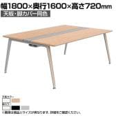 オカムラ プリシード PRECEDE フリーアドレスデスク 4人用 フリースタンディング両面タイプ 3A21AE 3A24AE 天板・脚カバー同色 ネオウッド/ホワイト天板 塗装脚 幅1800×奥行1600×高さ720mm