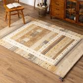 ギャッベラグ SNOW ラグ カーペット 絨毯 シャギー ギャベ インド 手織り 素朴 オールシーズン ウール コットン 天然 断熱効果 長方形 幅1300×長さ1900mm