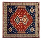 トライバルラグCRIMSON ラグ カーペット 絨毯 シャギー トライバル インド 手織り オールシーズン ウール コットン 天然 断熱効果 正方形 幅1900×長さ1900mm