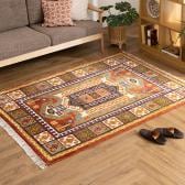 トライバルラグ FLAG ラグ カーペット 絨毯 シャギー トライバル インド 手織り オールシーズン ウール コットン 天然 断熱効果 長方形 幅1300×長さ1900mm