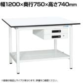 【抗菌加工】サカエ 軽量作業台KAタイプ キャビネット付き・中板付き KA-127BTMW 幅1200×奥行750×高さ740mm【SIAA】