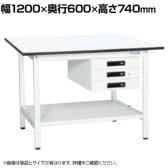 【抗菌加工】サカエ 軽量作業台KAタイプ キャビネット付き・中板付き KA-126CTMW 幅1200×奥行600×高さ740mm【SIAA】