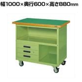 サカエ 移動作業車 下段3段引出し パネル付き 幅1000×奥行600×高さ880mm SKR-330P