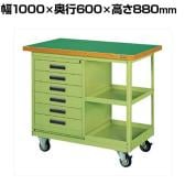サカエ 移動作業車 6段引出し ロッカー付き 幅1000×奥行600×高さ880mm SKR-310