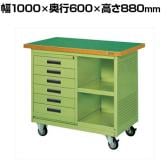 サカエ 移動作業車 6段引出し ロッカー パネル付き 幅1000×奥行600×高さ880mm SKR-310P