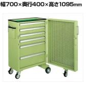 サカエ キャビネットワゴンスイングドア付き 幅700×奥行400×高さ1095mm CW-SD1N