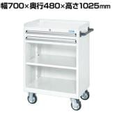 サカエ キャビネットワゴン 棚板付き 幅700×奥行480×高さ1025mm CV-102TW