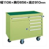 サカエ キャビネットワゴン 天板皿型 幅1106×奥行656×高さ910mm Q-21BKT