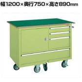 サカエ キャビネットワゴン 天板付き 幅1200×奥行750×高さ890mm Q-22BTE