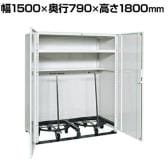 サカエ ドラム収納保管庫 基本体+円形ドラム台車 幅1500×奥行790×高さ1800mm STH-1575DM2W