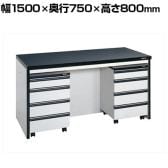 サカエ サイド実験台 キャビネットワゴン2台付き 幅1500×奥行750×高さ800mm ST-15HAA