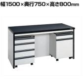 サカエ サイド実験台 キャビネットワゴン2台付き 幅1500×奥行750×高さ800mm ST-15HAB