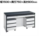 サカエ サイド実験台 キャビネットワゴン2台 引出し付き 幅1500×奥行750×高さ800mm STA-15LAA