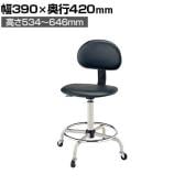 サカエ 作業用ワークチェア キャスター 背もたれ付き 幅390×奥行420×高さ534～646mm C3C-BKN