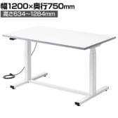 電動昇降作業台 静止荷重100kg スタンディングデスク パソコンデスク 作業台 メラミン天板 遠隔操作 幅1200×奥行750×高さ634～1284mm 物流 倉庫 工場