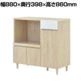 レンジボード レンジ台 キッチンキャビネット キッチンカウンター 作業台 スライド棚 収納 レンジ収納 幅880×奥行398×高さ860mm HELM(ヘルム) HM90-90L