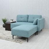 3人掛け カウチソファ スツール付き クッション付き スチール脚 ファブリック ソファ シンプル モダン リビングソファ おしゃれ グレー ブルー ベージュ ルンバブル 幅1310×奥行810×高さ710mm