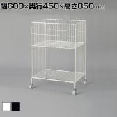 ワイヤーワゴン 2段 セールワゴン 投げ込みワゴン 陳列什器 ネットワゴン バスケット 商品陳列 キャスター付き 幅600×奥行450×高さ850mm 店頭用 催事