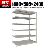 【追加/増設用】TRUSCO スチールラック 薄板ラック(棚板分割タイプ/耐荷重100kg) 幅1800×奥行595×高さ2400mm 6段連結 日本製 ネオグレー