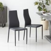 【2脚セット】ダイニングチェア 合成レザー 肘無し ハイバック 軽量 スタッキング 積み重ね スタイリッシュ チェア 椅子 モダン