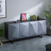 サイドボード セラミック プッシュ式扉 取っ手なし リビングボード キャビネット リビング収納 大理石調 モダン お掃除ロボット対応 幅1800×奥行420×高さ790mm