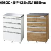 バリュテック・インターナショナル ステンレス天板カウンター キッチンカウンター 収納カウンター 給湯室 清潔 水・汚れに強い 背面化粧仕上 コンセント付 キャスター付 幅600×奥行435×高さ855mm