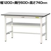 山金工業 軽量作業台 中間棚付き 耐荷重150kg RoHS2指令対応塩ビシート天板 ワークテーブル 150シリーズ 幅1200×奥行600×高さ740mm SUR-1260F-GYW