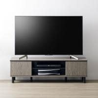 テレビ台 脚付き 木製 収納家具 TVボード AV収納 ローボード 可動棚 電源タップ収納 お掃除ロボット可 ブラック脚 幅1370×奥行390×高さ412mm モデルルーム 住宅展示場