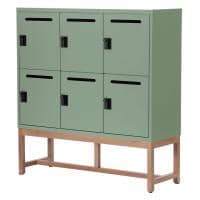 アスプルンド FLEX-WIZ STORAGE 6ドアキャビネット 6人用 収納棚 パーソナルロッカー 個人ロッカー ダイヤル錠 木脚 幅1180×奥行400×高さ1250mm WorkPlus
