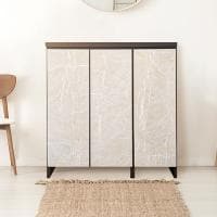 下駄箱 日本製 シューズボックス 玄関 靴箱 国産 モダン 大理石調 ホワイト ブラック 完成品 幅890×奥行350×高さ930mm