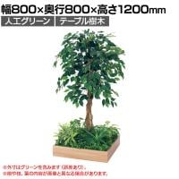 ベルク 土台プランター 530角 フィカスベンジャミン 国産 テーブル樹木 人工観葉植物 フェイクグリーン GR5125 幅800×奥行800×高さ1200mm オフィス 休憩室
