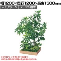 ベルク 土台プランター 600角 パキラ&シェフレラ 国産 テーブル樹木 人工観葉植物 フェイクグリーン GR5133 幅1200×奥行1200×高さ1500mm オフィス 休憩室