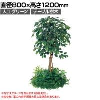 ベルク 土台パネル 530丸型 フィカスベンジャミン 国産 プランター テーブル樹木 人工観葉植物 フェイクグリーン GR5139 直径800×高さ1200mm オフィス 休憩室