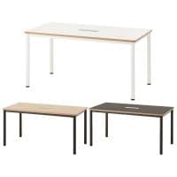 ビネイル ミーティングテーブル 配線ボックス付き 幅1500×奥行800×高さ720mm 会議用テーブル フリーアドレスデスク【ホワイト・チャコールグレー:販売終了】
