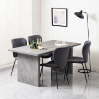 【設置無料】4人用 ダイニングテーブルセット 5点 STONEA 石目 メラミン テーブル モダン ダイニングチェア おしゃれ グレー (幅1600mm 食卓テーブル×1 食卓椅子×4)