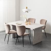 【設置無料】4人用 ダイニングテーブルセット 5点 STONEA 石目 メラミン テーブル モダン ダイニングチェア おしゃれ 白 ホワイト (幅1600mm 食卓テーブル×1 食卓椅子×4)