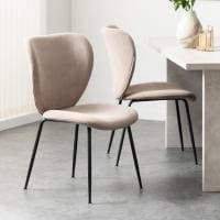 【2脚セット】ダイニングチェア ファブリック STONEA 布張り スチール脚 肘なし チェアー モダン 椅子 リビングチェア 食卓椅子 おしゃれ ベージュ ブラウン グレー