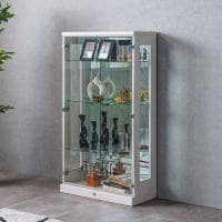 ロータイプ コレクションケース ガラス LED 照明付き 背面ミラー 収納 棚 フィギュアケース ショーケース コレクションボード 幅700×奥行320×高さ1270mm ディスプレイ 収納ケース ケース 展示